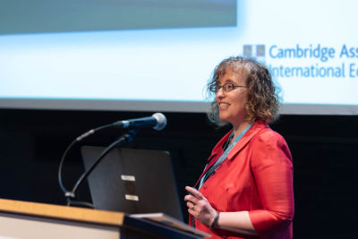 Anna Smith presenting at the Cambridge Schools Conference