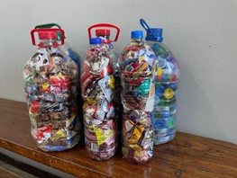 bottles filled with plastic